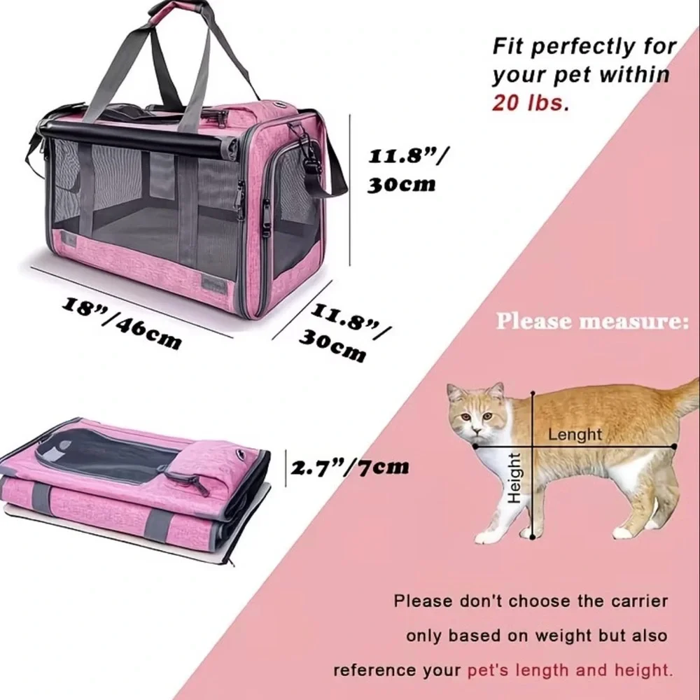 Pet Carrier with Foldable Design and Reinforced Handles~ BLUE